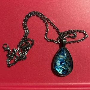 Local Craftsman Necklace with colorful blue charm